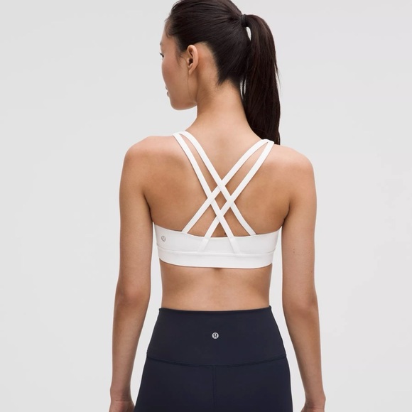 lululemon athletica Other - Lululemon Energy Bra White Sz 4 Logo Yoga Workout Fitness